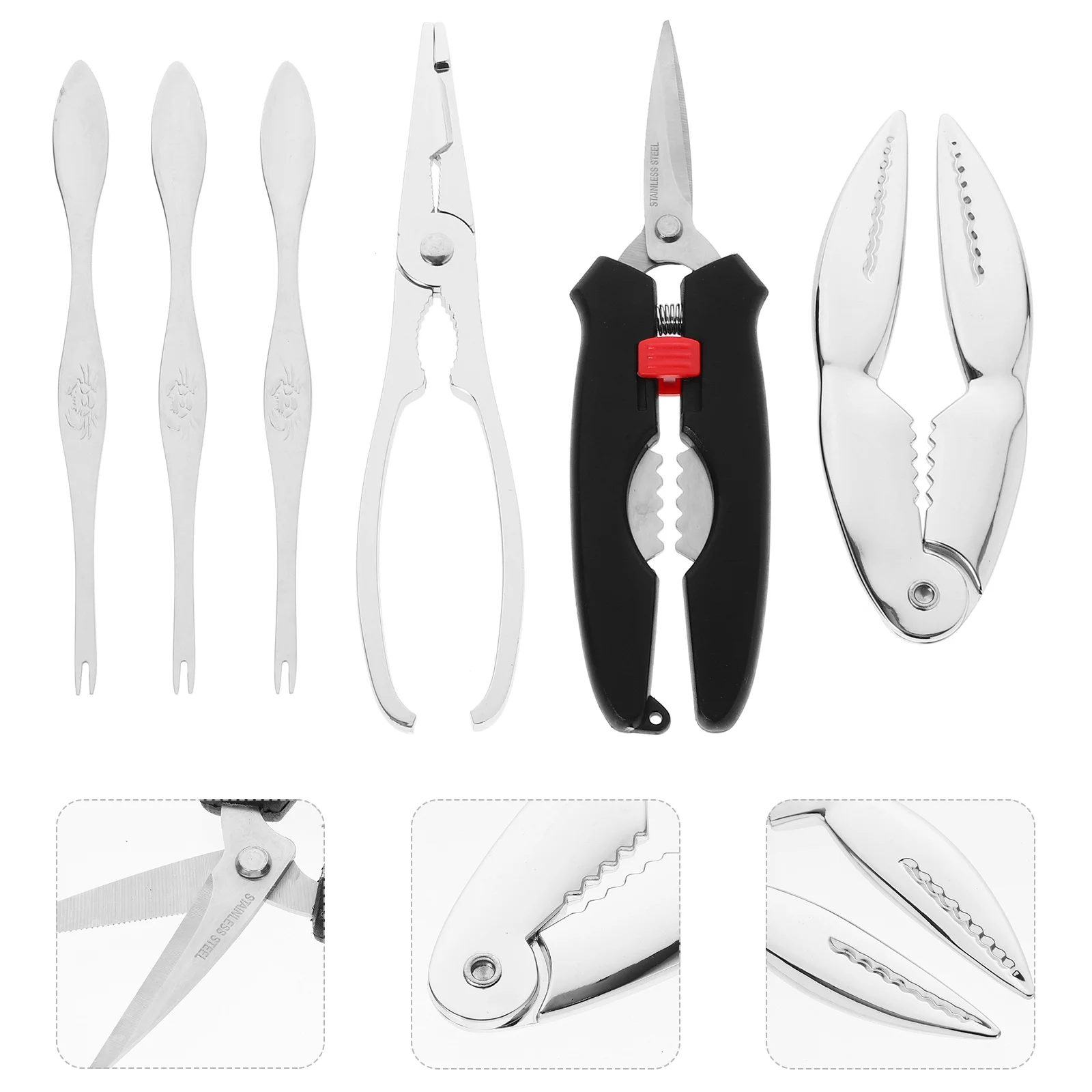 

1 Set 6pcs Crab Peeling Supplies Crab Scissor Crab Pick Seafood Eating Tools