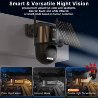 WONSDAR 4G SIM caméra solaire 24/7 enregistrement extérieur trois écrans caméra PTZ suivi automatique étanche batterie Surveillance iCSee 4