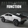 1:24 Tesla Cybertruck Pickup With Motorcycle Alloy Car Model Diecast Toy Vehicle Sound and Light Simitation Cars Model Toys Gift 1