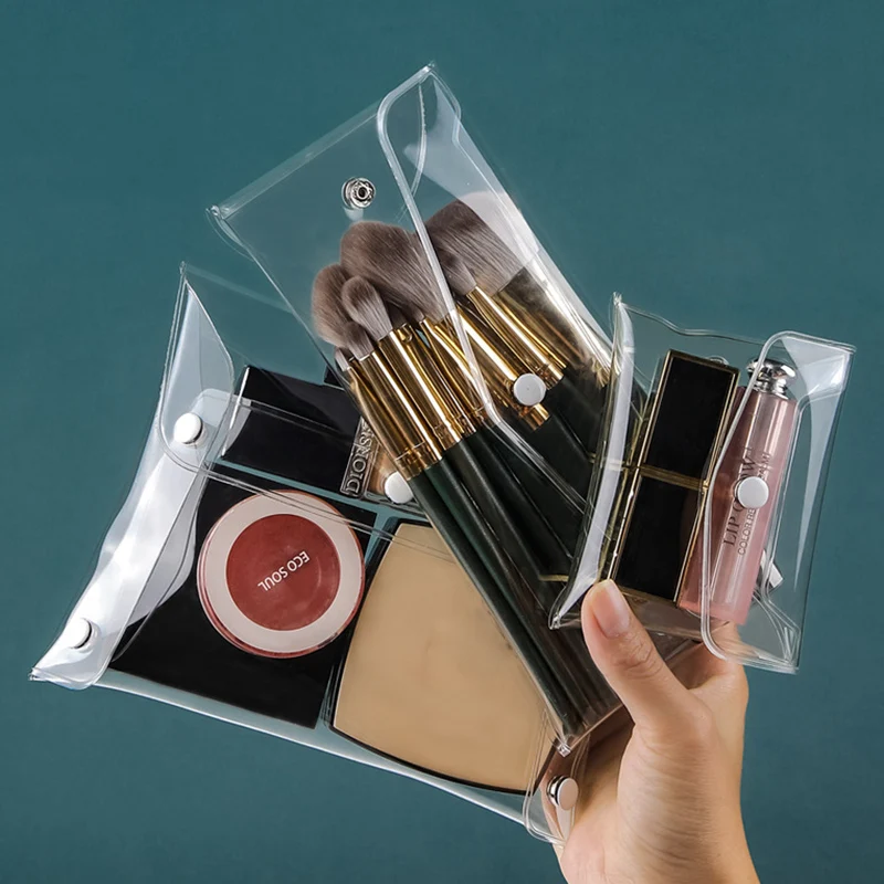 Description Picture 2 of itemMakeup Bag Clear Organizer Cosmetic Bags Travel Portable Brush Case Storage Bags Transparent Pen Bag Wash Toiletry Bag Container