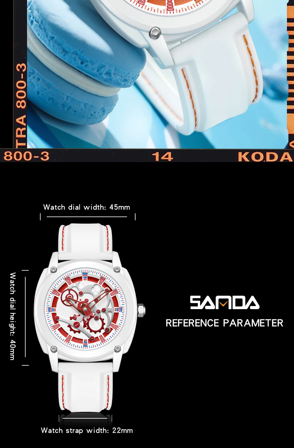 Sanda 3235 New Design Fashion Reloj For Men Soft Silicone Strap 50M Watertight Japanese Quartz Movement Wrist Watch