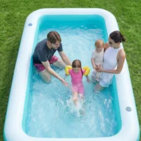 Piscine gonflable Sloosh 130 x 72 x 22 pouces pour adultes avec sièges, durable et épaisse, pour jardin, pelouse, fête en plein air 5
