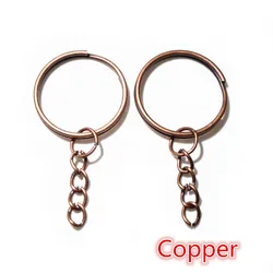 Set of 20 Stylish Gold & Silver Plated Keychains with 25mm Rings (Copper)