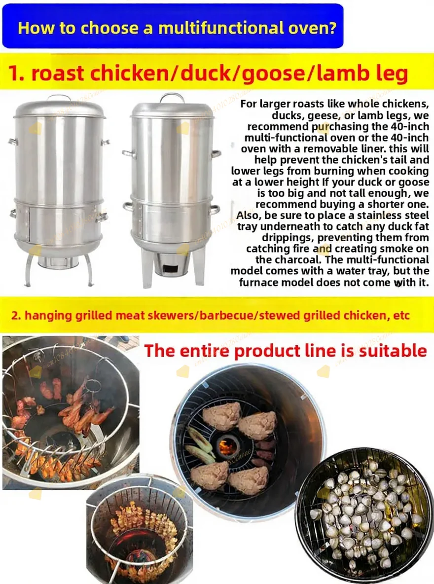Charcoal BBQ Outdoor Smokeless Roaster for Duck Chicken Skewers Home Use