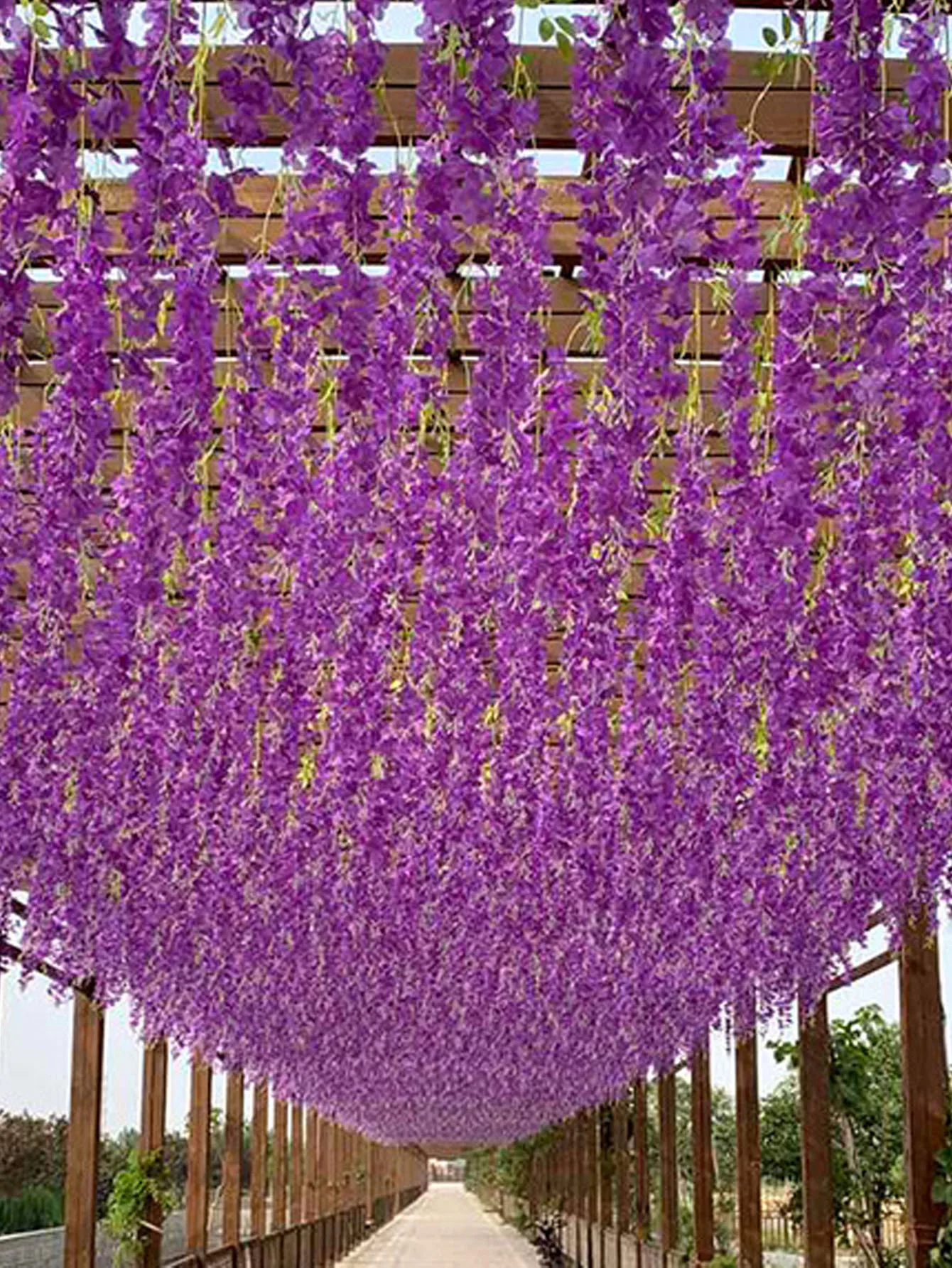 Description Picture 6 of item12Pcs Wisteria Artificial Flower Rattan Wreath Arch Wedding Home Garden Office Decoration Pendant Plant Wall Decoration