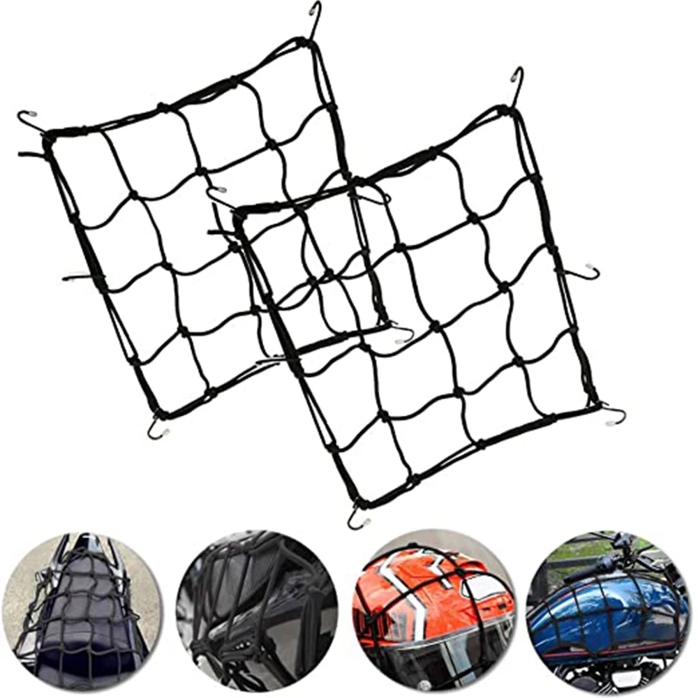 

6 Hooks Universal Motorcycle Luggage Net Bike Hold down Fuel Tank Luggage Mesh Web Bungee Black Helmet Bike Tank Car styling