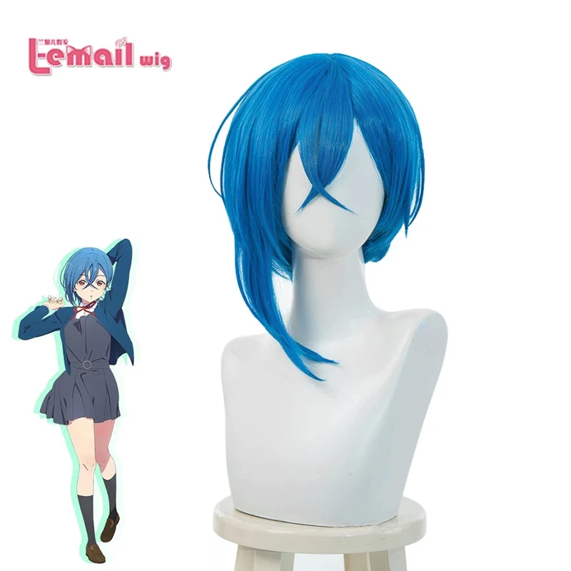 

Парик L-email из синтетических волос Love Live!Super Star! Парик для косплея Shiki Wakan, термостойкие короткие прямые волосы синего цвета, 35 см
