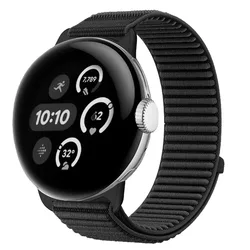 Nylon Sports Bracelet Replacement Watchband, 41/45mm, for Google Pixel Watch 2 (Black)