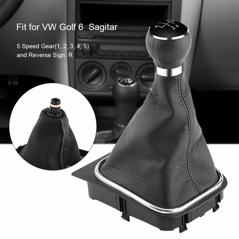 5 Speed Car Gear Shift Knob Gearstick Gaiter Boot Kit For Golf 6 Mk5 Mk6 Jetta 2005 2006 2007