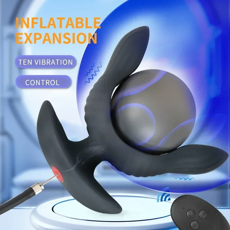 Inflatable Anal Vibrator Wireless Remote Silicone Ball Masturbator Prostate Massager Adult Sex Toy for Man Expander Buttplug 18+