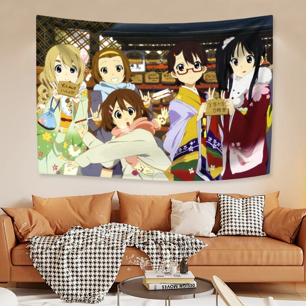 Japanese Anime Wall Hanging Tapestry Kawaii K-ON! Cartoon Home Decoration Aesthetics Bedroom Dormitory Background