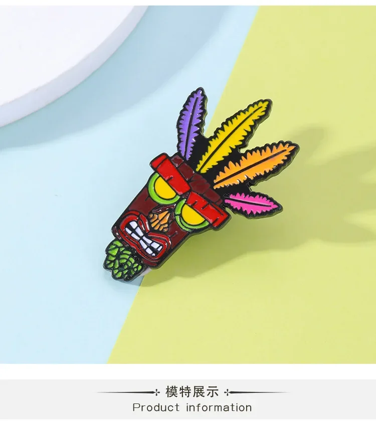 Anime Crash Bandicoot Mask Badge Game Character Brooch Bag Clothing Pin Accessories Gifts for Friends
