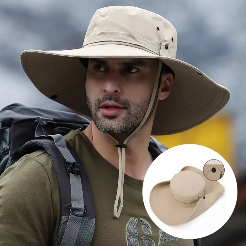 

Wide Brim Bucket Hat New Anti-UV Sun Broad-brimmed Panama Hat Chinlon Sun Protection Sun Hat Hiking