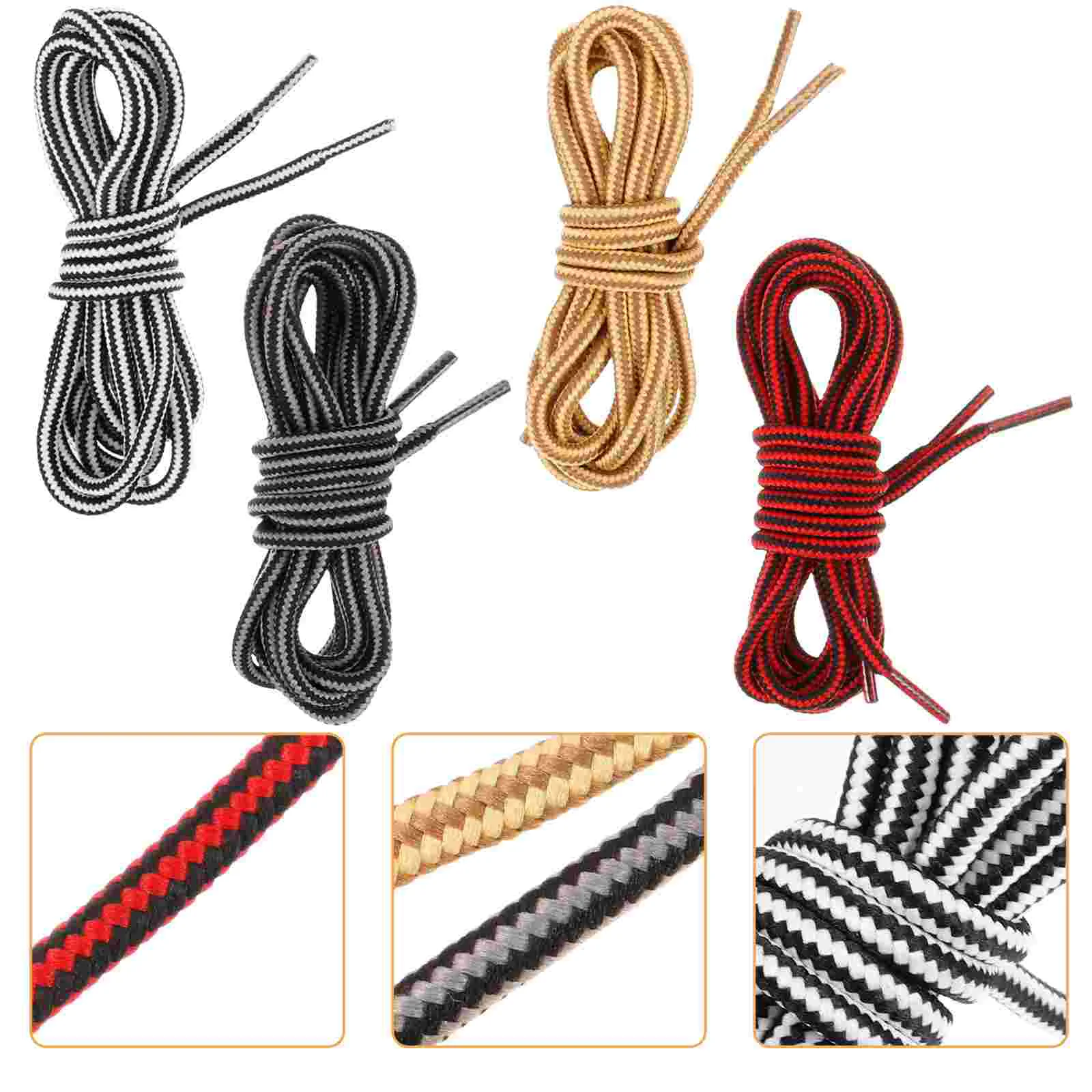 

4 Pairs Retro Round Shoelaces Rope Long Tie Sneaker Daddy Shoes Sneakers Thick Women