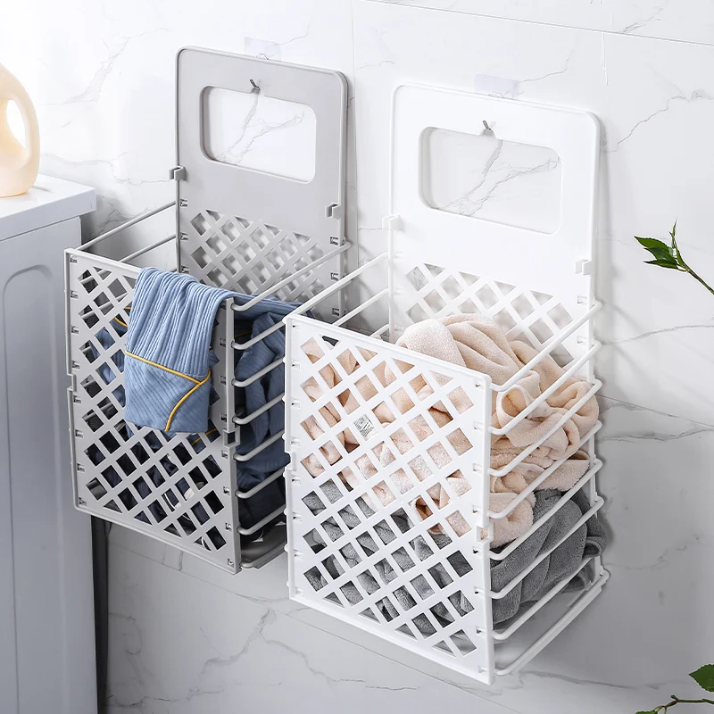 

Wall-mounted dirty clothes basket, home bathroom laundry basket, sock storage basket, foldable artifact next to bathroom washing
