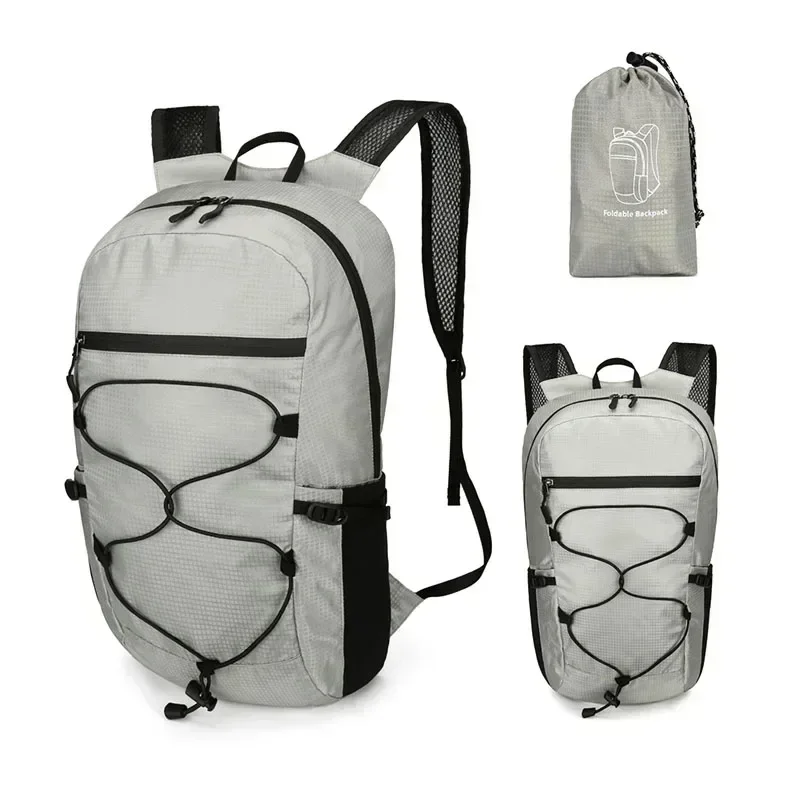 FICOFISE Zaino Pieghevole Ultraleggero 20L - Impermeabile Da Viaggio E Trekking - Nero - 3