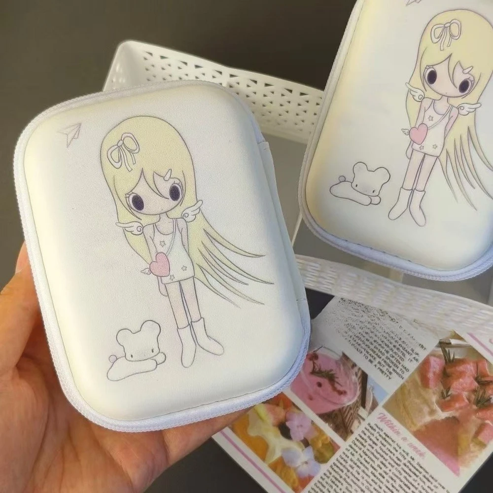 Angel Bunny Girl Iron Storage Box - Subculture Style Organizer for Photos and Small Cards