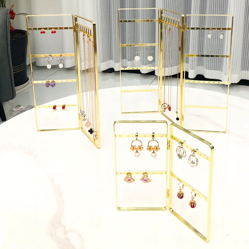 Door Jewelry Display Rack Metal Earring Storage Rack Collapsible Necklace Bracket Holder Counter Display