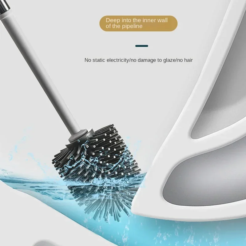 Toilet Brush Set Toilet Brush Holder Leakproof Wall Hanging Toilet Brush Set 2 Cleaning Brushes Silicone Toilet Brush with Holder For Floor Bathroom Accessories