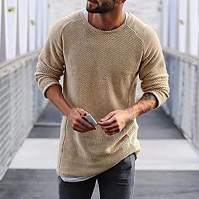 Pull-over léger thermique décoloré pour homme, tricot Simple