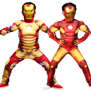 Anime Muscle Iron Man Cosplay Costumes Children Kids Halloween Fantasia Superhero Spiderman Cosplay Costume With Mask