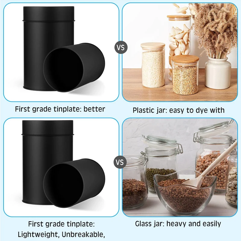 16 Oz Round Double Seal Tea Tin Canister With Lid Container For Loose Tea Kitchen Storage Coffee Sugar