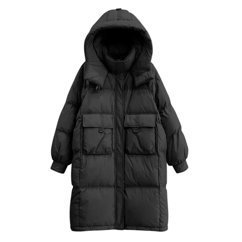 2024 New Women Down Cotton Coat Winter Jacket Female Mid Length Version Parkas Thick Warm Outwear Versatile Hooded Overcoat