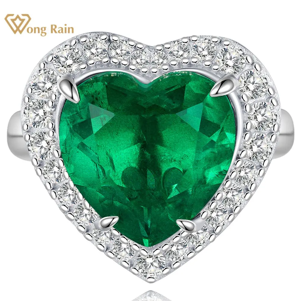 

Wong Rain 925 Sterling Silver Crushed Ice Cut Emerald Paraiba High Carbon Diamonds Gemstone Fine Jewelry Heart Ring Wholesale