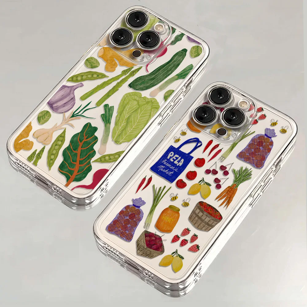 Clear Soft TPU Phone Case - Veggie Patch Market Design