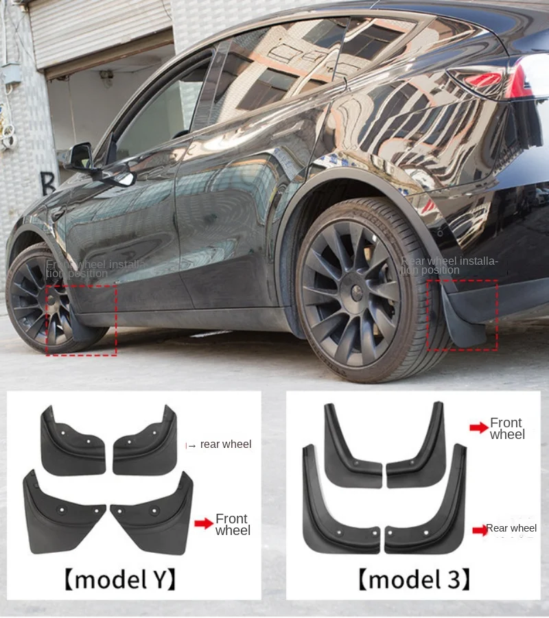 

For Tesla Model 3 Y Mud Flaps Splash Guards Mudguards Front Rear Fender Protector Racing Car Mudflaps