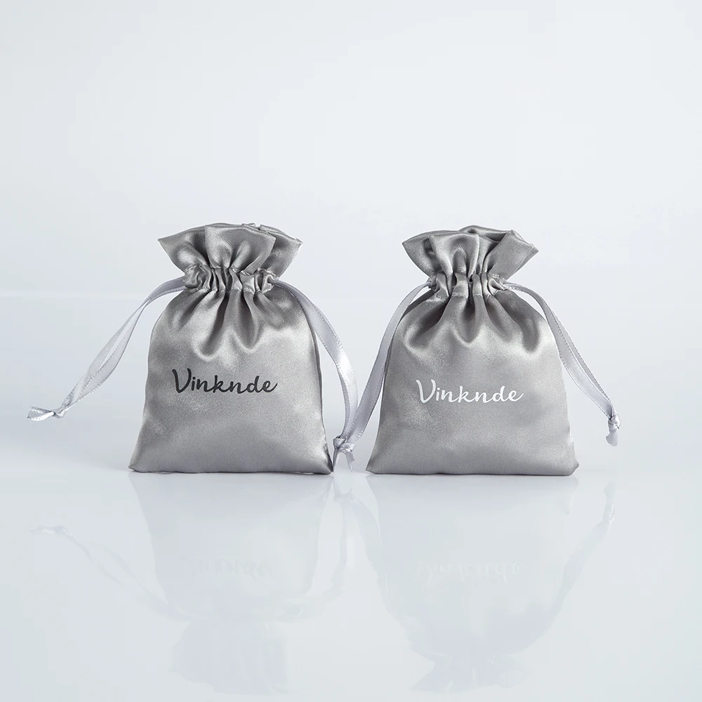 50pcs Satin Silk Gift Bags 7x9cm Custom Logo Jewelry Sack Hair Eyelash Makeup Earring Ring Necklace Pendant Drawstring Pouches