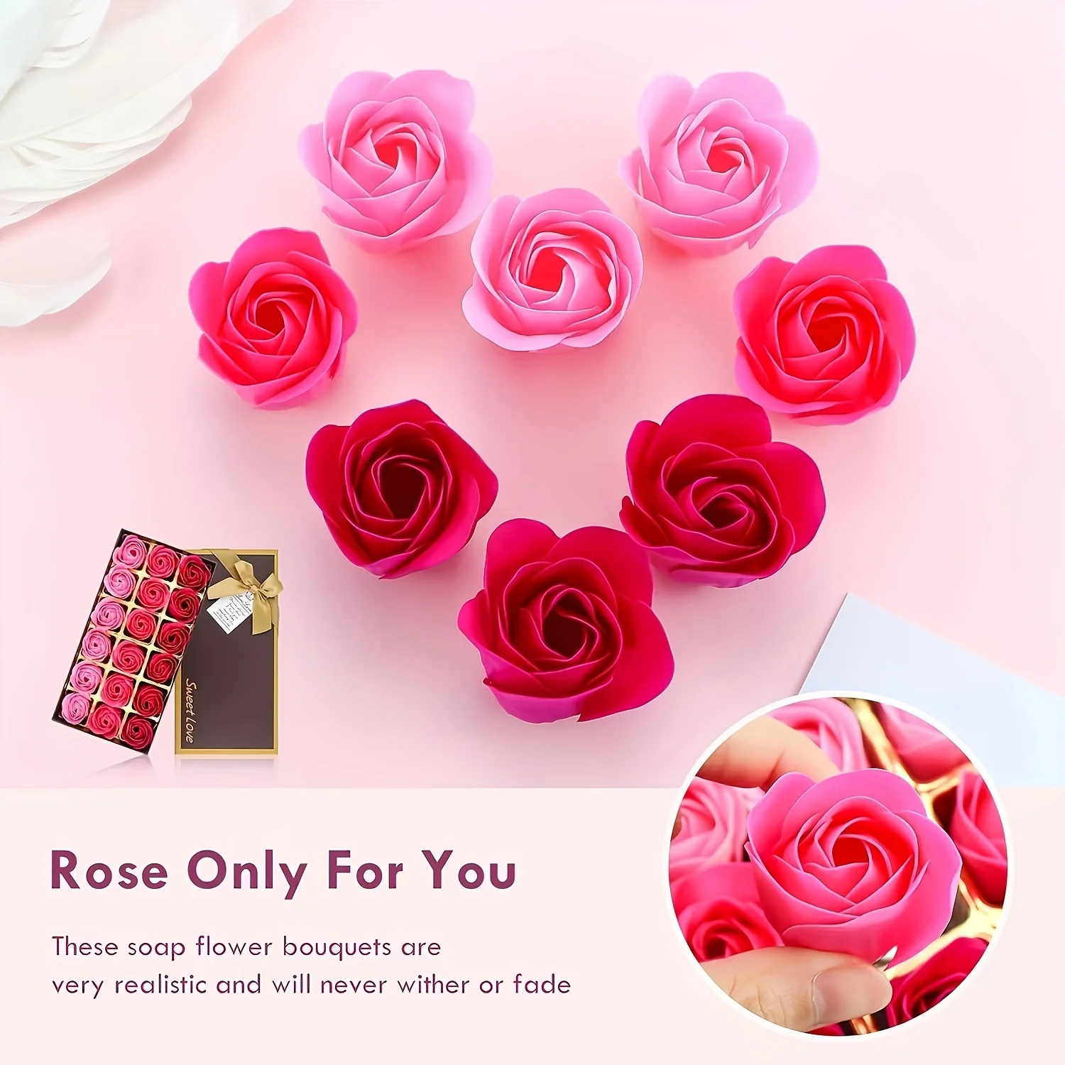 18 pieces/box of artificial rose soap flower gift box Wedding birthday holiday gift with hand