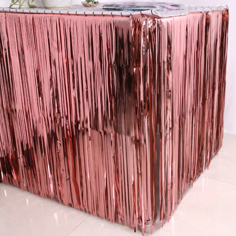 Table skirt wedding new year easter decoration for home birthday party metal rain tinsel