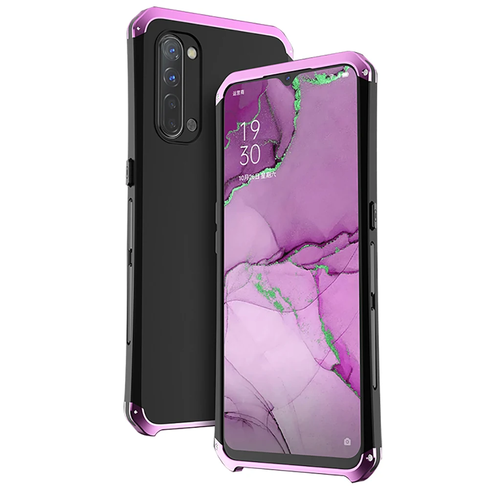 Hot Anti-fall Metal Frame Textured Plastic Back Plate For OPPO Reno3 Aluminum Alloy Bumper Case For OPPO Reno 3 Cover