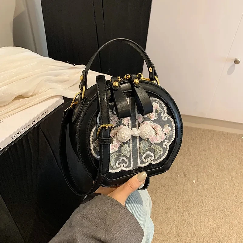 

Retro Vintage PU Leather Embroidery Women Bag Fashion Stylish Embroidered Designer Bag Clutch Bags Tote Women's Handbags Purses