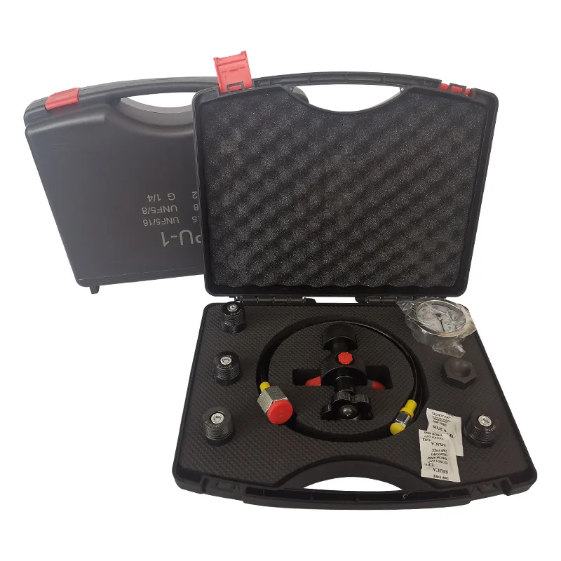 

0-400Bar 6000Psi Pressure Gauge Test Kit Pressure Gauge Kit Five Types Adapters Hydraulic Accumulator Nitrogen Charging Valve