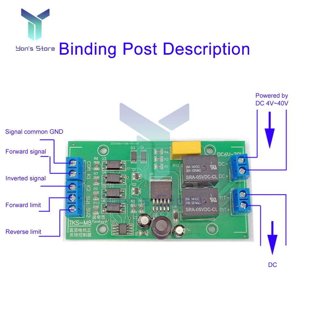 DC Motor Forward and Reverse Controller 20A High Current Limit Relay Driver Lifting Control Board DC 5V 12V 24V dc motor speed controller motor speed controller electric motor speed controller