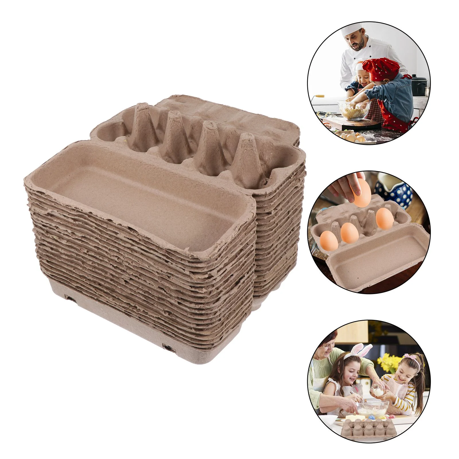 

20ps Egg Cartons 10 Grids Egg Flats Paper Pulp Egg Trays Eggs Biodegradable Recycled for Home Kitchen Restaurant