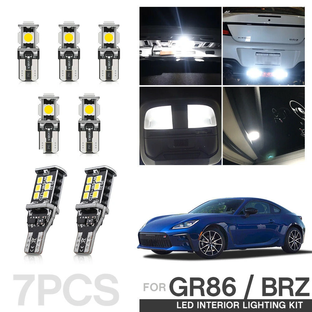 

7Pcs White LED Interior Light Reverse Bulbs Kit For BRZ For Toyota GR86 High Quality 5050 SMD LEDs 6000K Cold White Car Lights