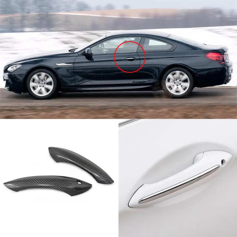 자동차 외부 문짝 핸들 커버, BMW F06 F12 F13 2010-2013, 스마트 키 홀 없음, 건식 탄소 섬유