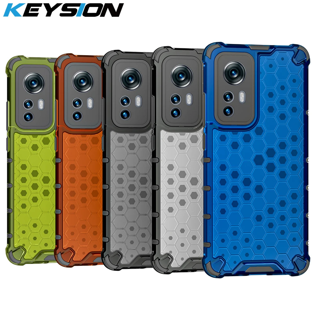 KEYSION Stoßfestes Rüstungsgehäuse für Xiaomi 12S Pro 5G 12 Lite Transparente Wabentelefonrückseite für Xiaomi Mi 12 12X_voghion.com