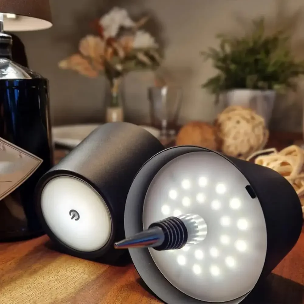 Modern Metal Wine bottle Lamp USB Rechargeable Battery LED Cordless Restaurant Table Lamp Dinner table lamp bottle lamp