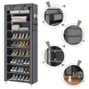 1pc 10-Tier High Capacity Shoe Rack Manager with Dust Cover 9 Grid Shoe Rack Tube Diameter 12mm Entrance Shoe Rack Saves Space 4