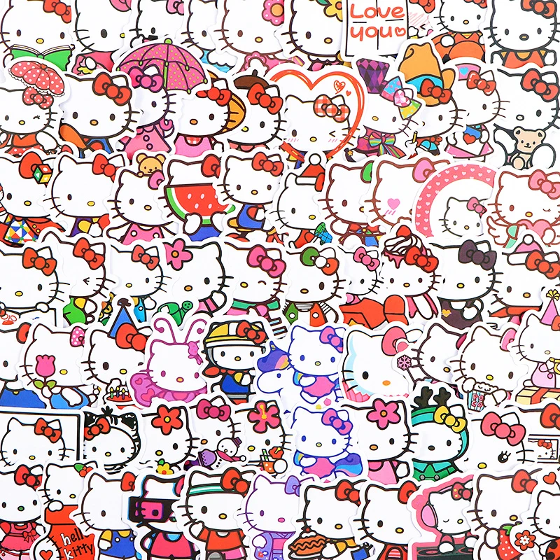 

Sanrio Kawaii Sticker Hello Kittys Y2K Anime Cute Mobile Phone Case Water Decoration Ledger Accessories Pasting Toys For Girls