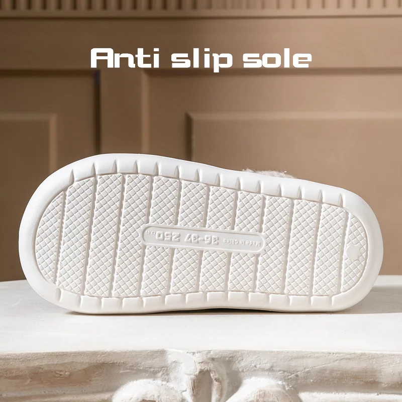 Winter thick soled anti slip warm cotton shoes with fleece bag and cotton slippers for external wear 3