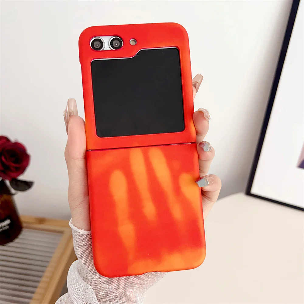 Per Samsung Galaxy Z Flip 5 4 3 Custodia Fashion Thermocromic Thermal Sensing Shell Pieghevole Protezione Antiurto Cover Posteriore Rigida