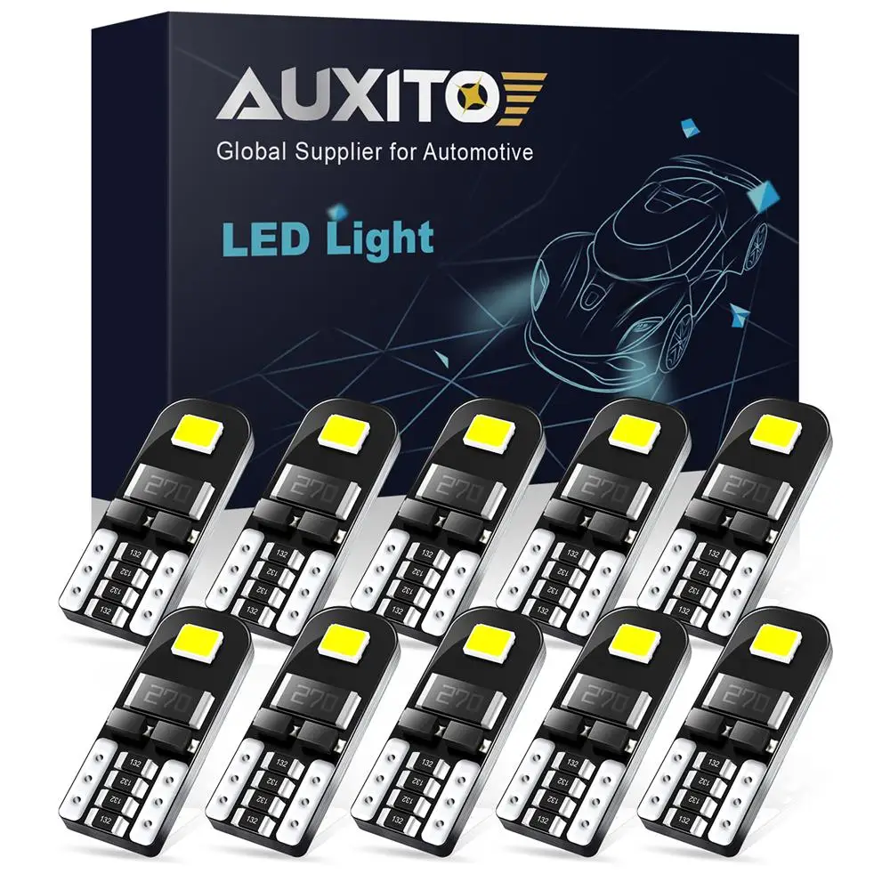 

AUXITO 10Pcs W5W LED White Canbus Error Free 194 168 T10 LED Light Super Bright White Car Interior Map Dome Lights Light