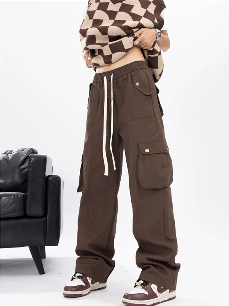 

Vintage 90S Y2K Cargo Pants Women's Fashion Low Waist Trousers 2022 Autumn Overalls Baggy Straight Fairycore Oversized Fashion