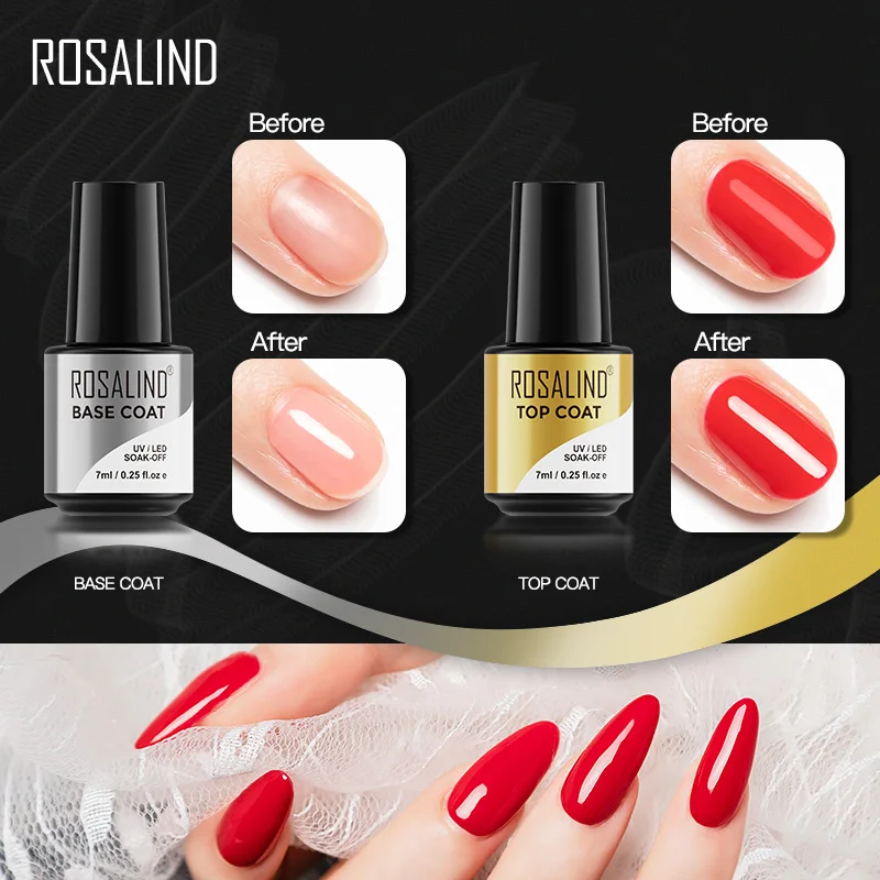 ROSALIND 7ml Top Coat Gel Nail Polish Nails UV LED Lamp Semi Vernis Permanent Nails Art Manicure Soak off Nail Gel Polish 2