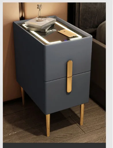 Smart Bedside Table Modern Style Bedroom Mini Nightstands with Wireless Charging Bluetooth Speaker Multi-Function Side Cabinet